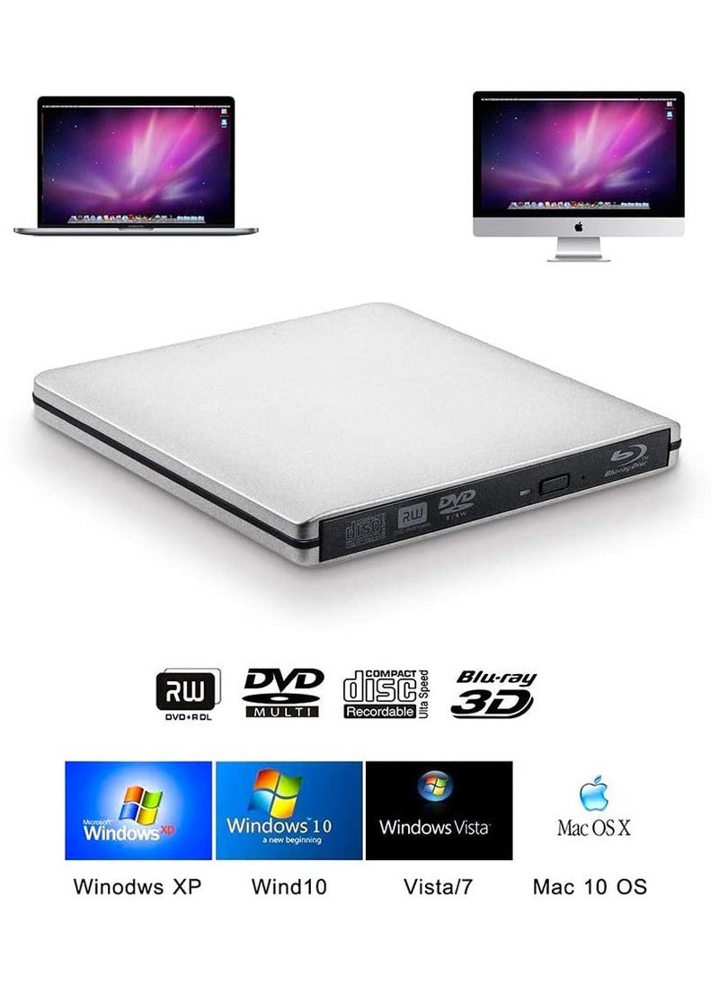 Generic - External USB3.0 Optical DVD Drive BD-RE 3D Blu-Ray Reader for Windows/MAC OS (Blu-ray burner) - Image 1