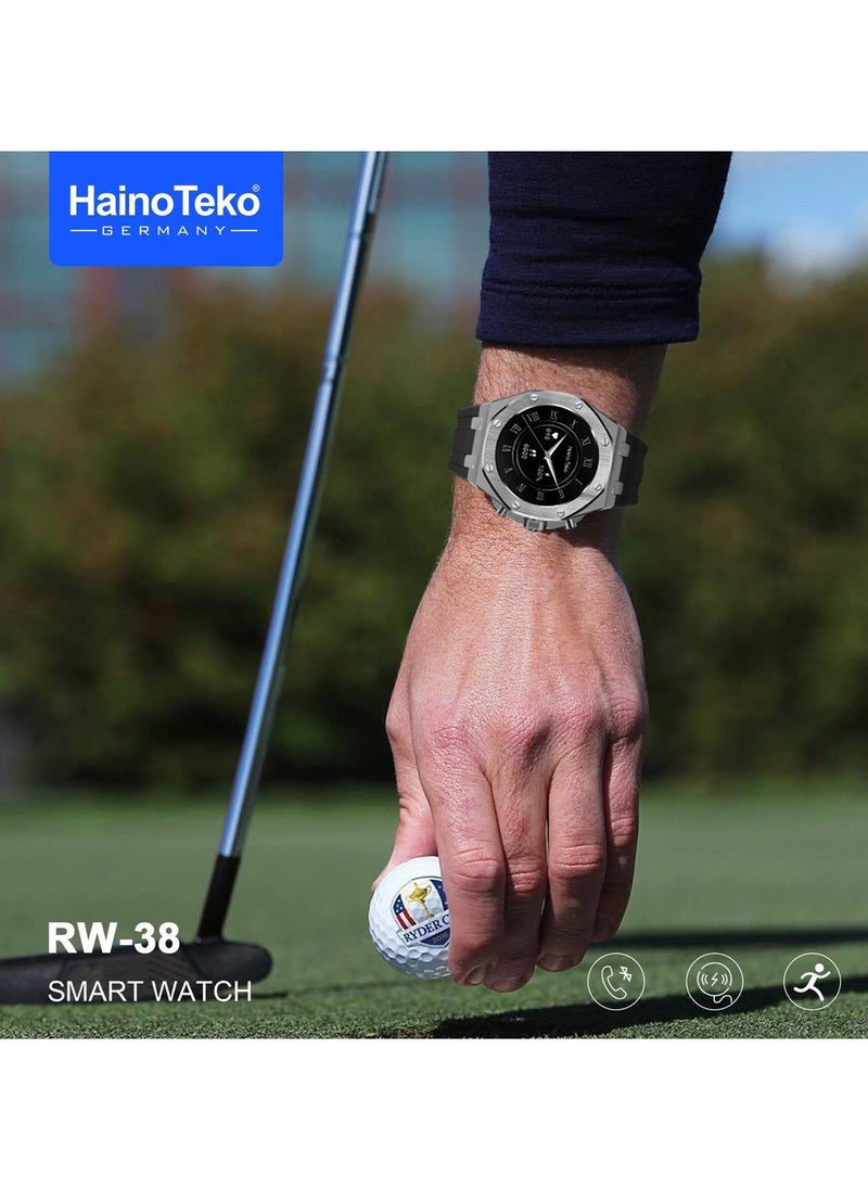 Haino Teko - Haino Teko Germany RW38 Smart Watch With Full Screen Round Display and Wireless Charger For Men Silver - Image 1