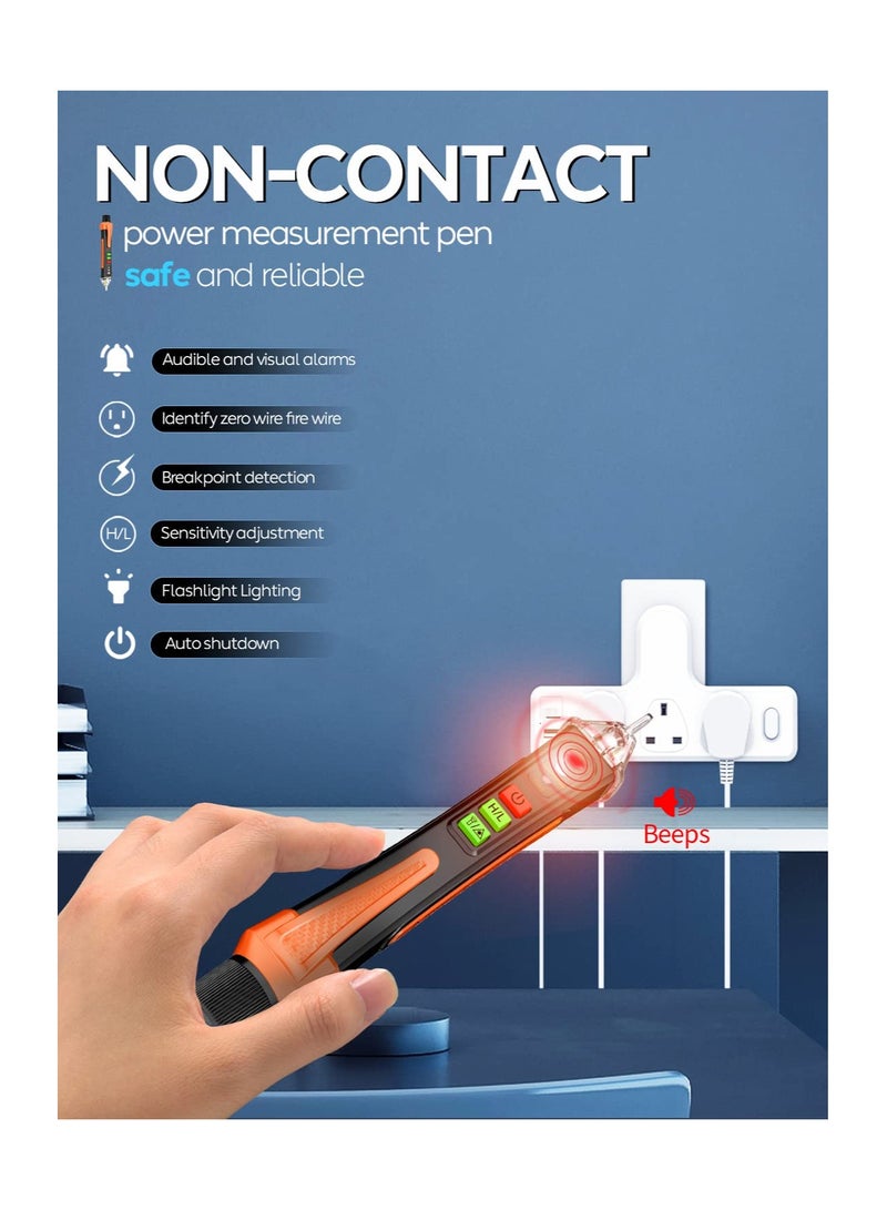 Non-Contact Voltage Tester with Buzzer Alarm, Electrical Wire Tester with Range AC 12V-1000V/48V-1000V Handy Electrical Tester Wire Breakpoint Finder with Flashlight, Wire Breakpoint Finder - Image 2