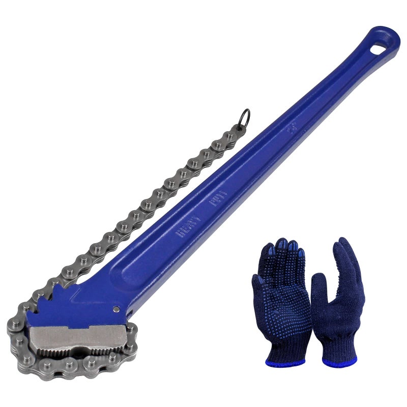 KARRYTON 24" Chain Pipe Wrench 3" - 5" Pipe Diameters, 20 1/4 Inch Chain Length Max Breaking Load 11000Lbs, Heavy Duty Plumbing Tool for Pipe Installation, Oil Fields Operations and Maintenance - Image 1
