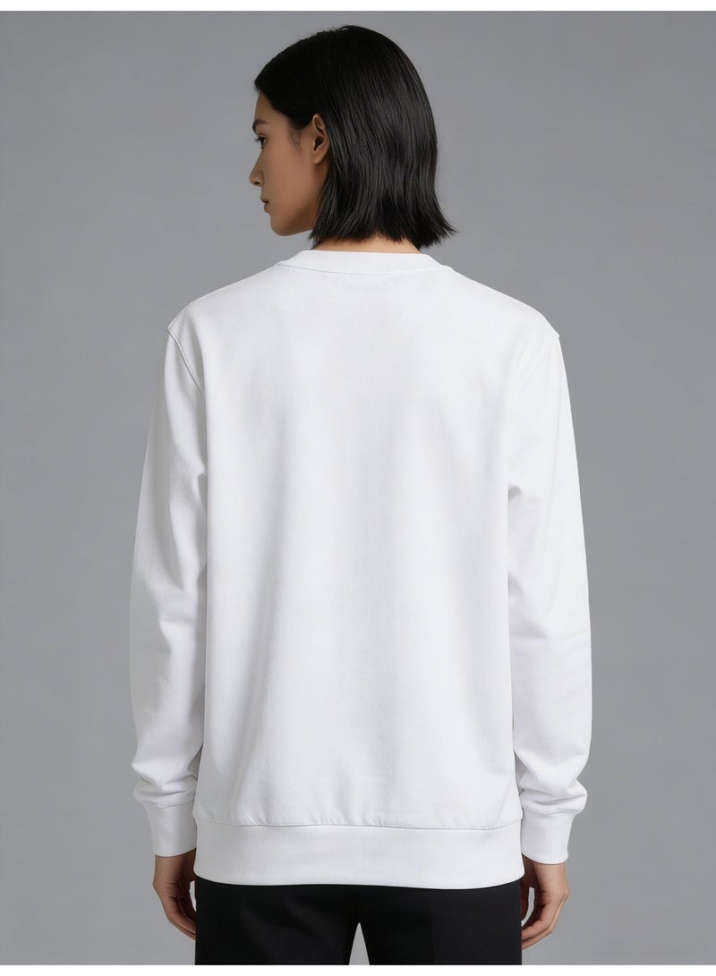 D&G DOLCE & GABBANA D&G White Crew Neck Sweatshirt - Black Logo Print, Premium Cotton Blend, Relaxed Fit, Luxury Casual Top for Daily & Street Styling - Image 4