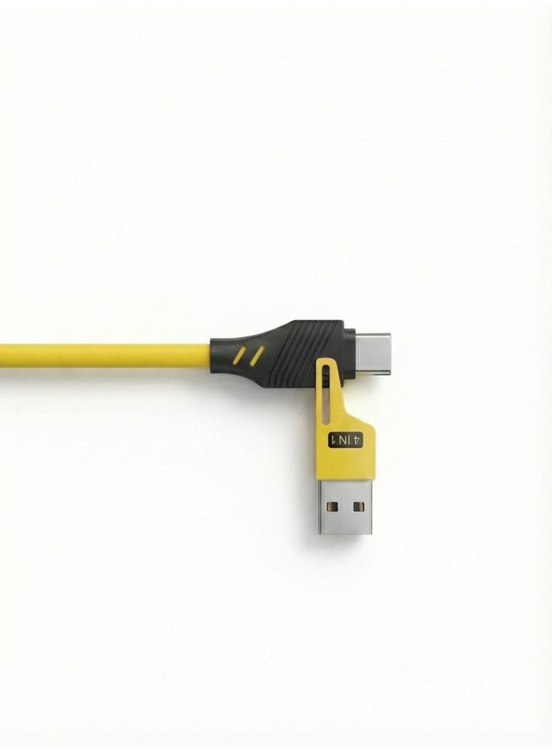 100W & PD27W Fast Charging Spring Cable (Yellow 1.5 m) | Coiled USB-C / USB-A to USB-C / lightening | Dual Interface | Premium Elastic Nylon | Perfect for Car & Desk Use - Image 5