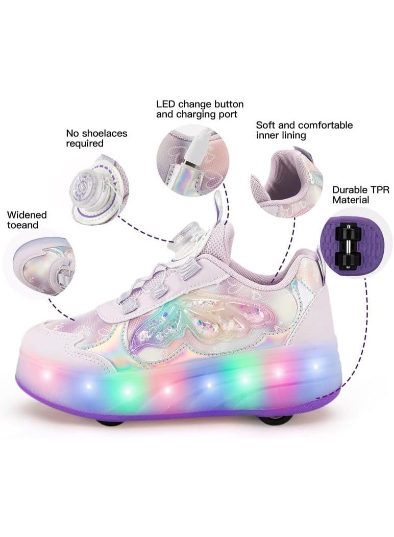 Lucky Kids Kids Roller Skates 4 Wheel Flashing Skate Shoes With Led Lights Usb Rechargeable Stylish & Fun For Boys & Girls - Image 2