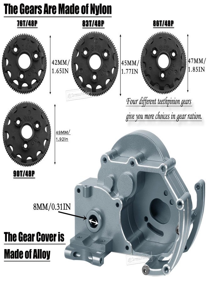 مجموعة ترقيات كاملة لناقل الحركة RCarmubWow لسيارات التحكم عن بعد بمقياس 1/10 من طراز Slash 2WD (VXL)، وRustler 2WD (VXL)، وStampede 2WD (VXL)، وBandit 2WD (VXL)، علبة تروس من سبائك الألومنيوم، بديل للرقم 3695، تيتانيوم، تيتانيوم (مجموعة واحدة) - Image 5