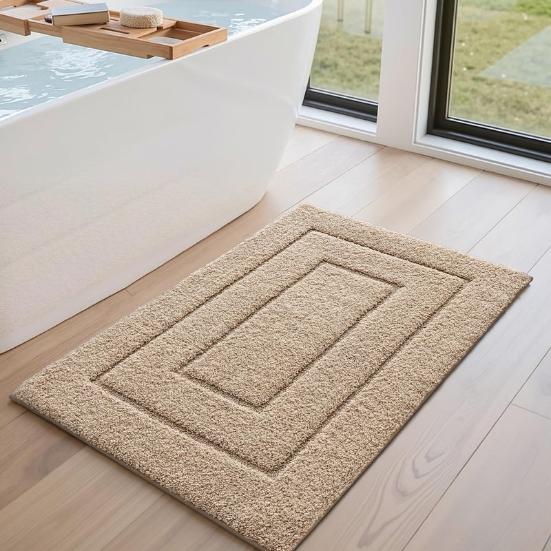 DEXI Bathroom Mat Rug, Extra Soft Absorbent Premium Bath Rug, Non-Slip Comfortable Bath Mat, Machine Washable Quick Dry Carpet for Tub, Shower Floor, Sink, 60 x 90 cm, Beige - Image 3