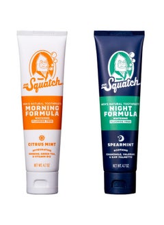 Dr. Squatch Dr. Squatch Teeth Whitening Toothpaste Kit - Day and Night Flouride Free Natural Toothpaste (1 Citrus Mint + 1 Sooth Spearmint Tooth Paste) 4.7 oz Tubes  - Image 1