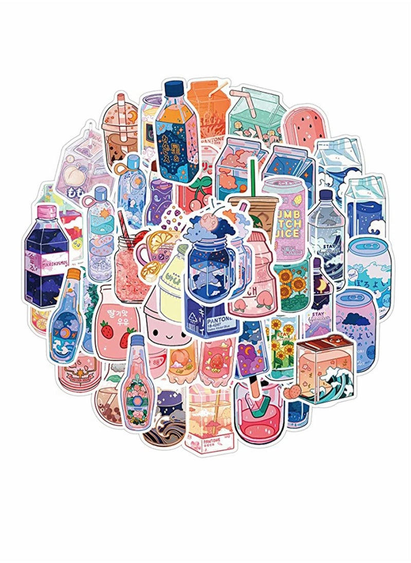 Excefore Cartoon Stickers, Cute Food Stickers for Water Bottles, 50 Pcs Waterproof Vinyl Sticker  - Image 1