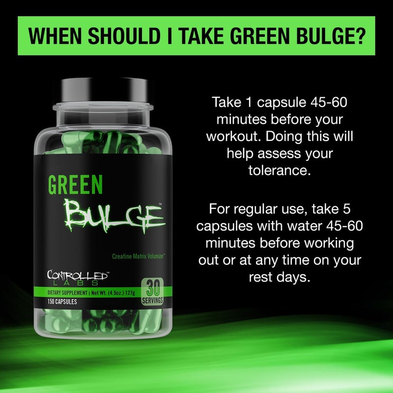 CONTROLLED LABS Green Bulge Supplement 30 Serv Advanced Creatine Matrix Volumizer Improve Strength Stamina Performance  Muscle Recovery Caffeine  Stimulant Free - Image 4