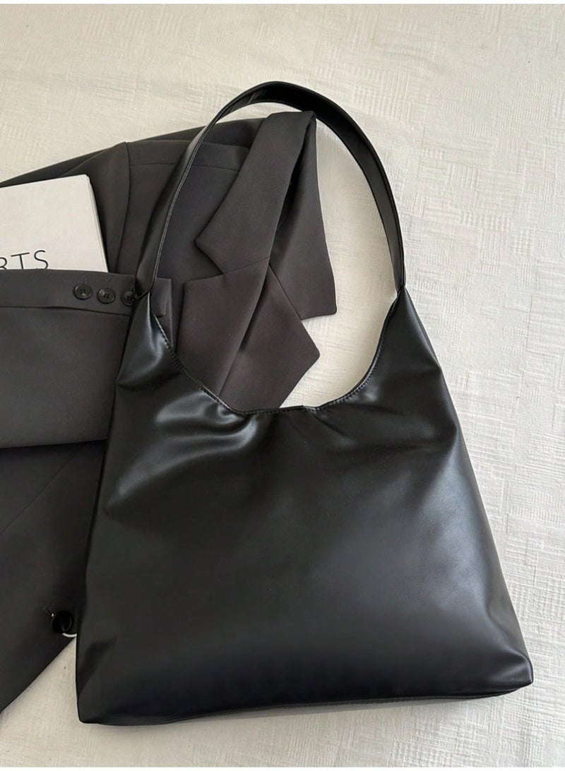 SHEIN Fashion Matte Solid Color Punk Rivet Commuter Tote Bag, Minimalist Niche Underarm Bag, Stylish Large Capacity Shoulder Bag , Goth - Image 3