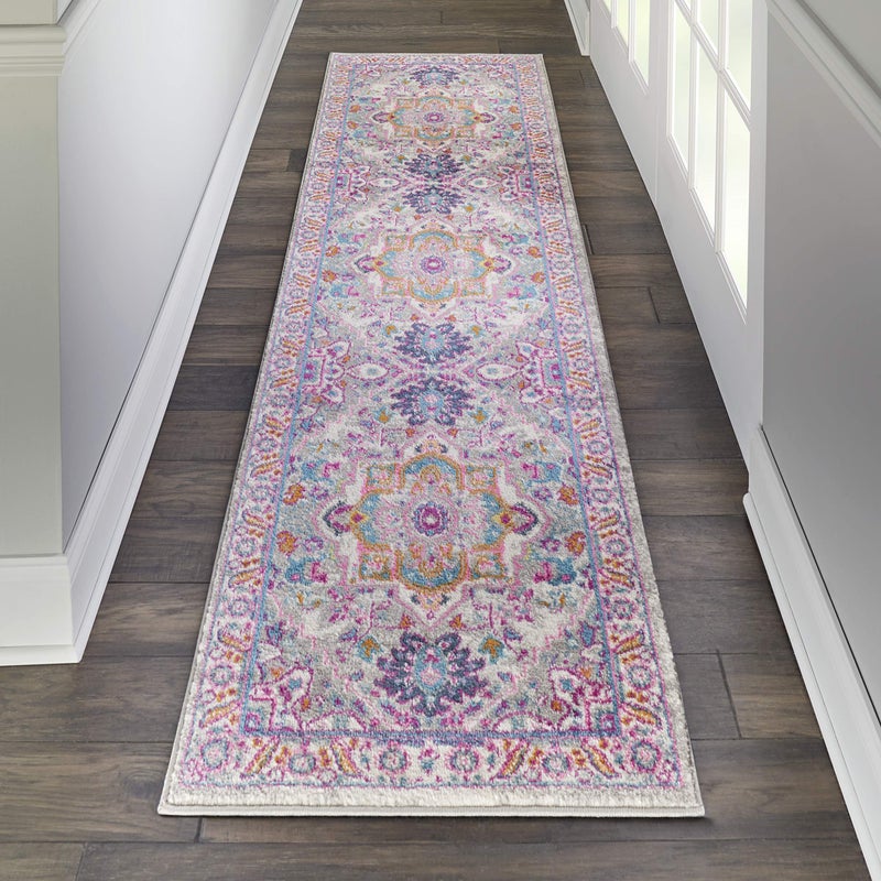 Nourison Home Passion Bohemian Light GreyPink 22 x 76 Area Rug Easy Clean Non Shedding Bed Living Dining Room Kitchen 2x8 2 ft x 8 ft