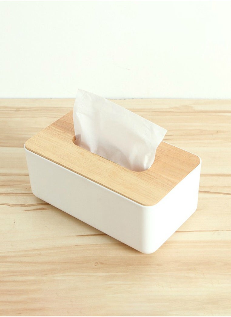 MHD White Wood Plastic Tissue Box Car Home Living Room Kitchen Tissue Box  - Image 3