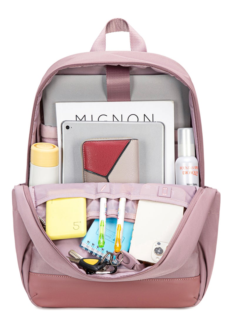 Chantria Durable Premium Laptop Backpack Water-Resistant Multifunctional Anti-Theft Daypack for Casual/Travel/School/College, CB00648-Pale Mauve - Image 4