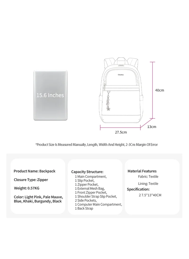 Chantria Pale Mauve Durable Premium Laptop Backpack Water-Resistant Multifunctional Anti-Theft Daypack for Casual/Travel/School/College, CB00648-Pale Mauve for Women | Best Price UAE