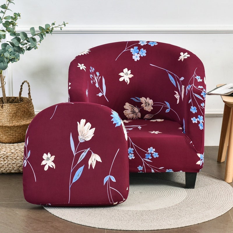 Ai Zun Solid Color Single Club Chair Cover Sofa Cover Full Protection Cover Half Round Bathtub American Style Sofa Cover Cushion - Image 1
