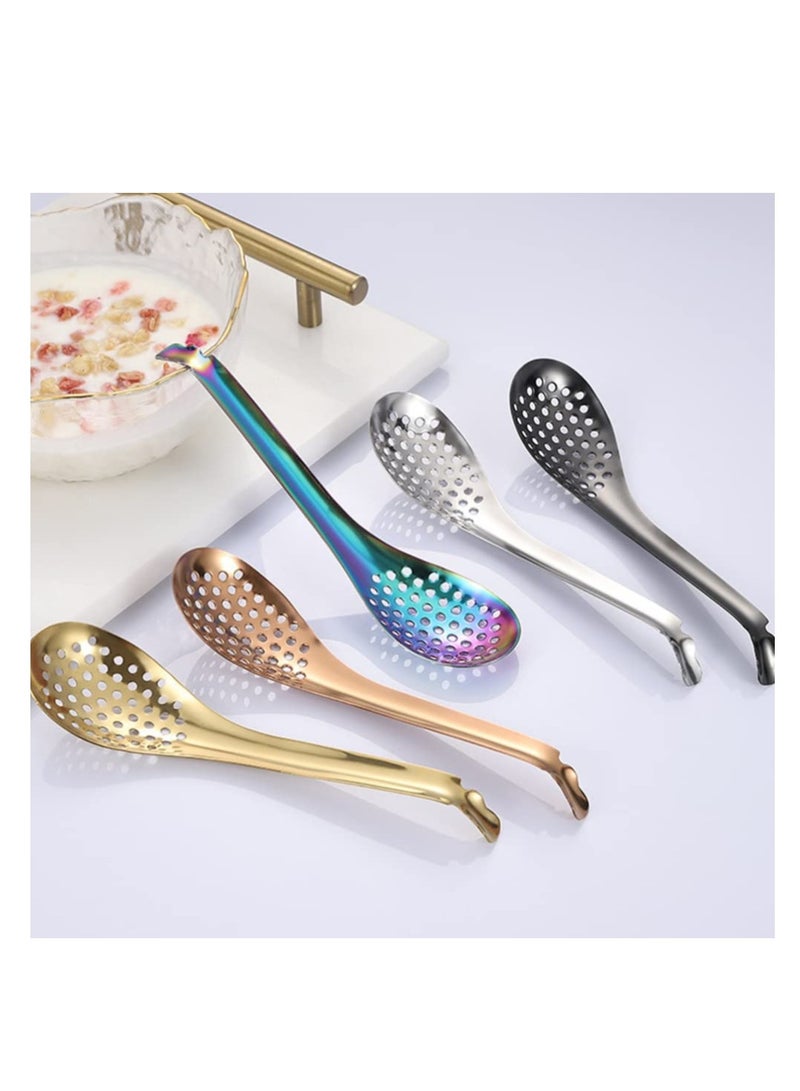 SYOSI 5pcs Spherification Spoons Stainless Steel Sauce Caviar Spoon Eggs Strainer Molecular Slotted Spoon Portable Builder Sauce Molecular Spoon for Kitchen - Image 2