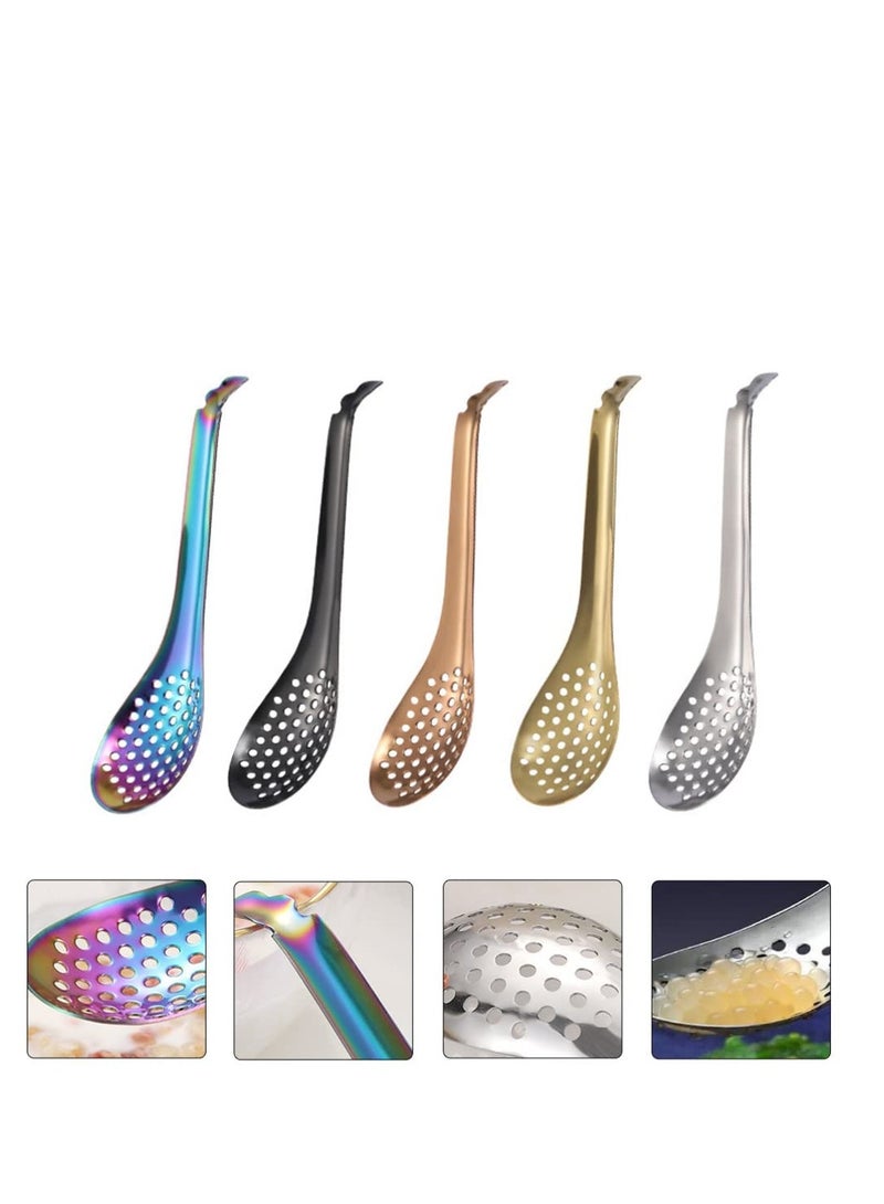 SYOSI 5pcs Spherification Spoons Stainless Steel Sauce Caviar Spoon Eggs Strainer Molecular Slotted Spoon Portable Builder Sauce Molecular Spoon for Kitchen - Image 3