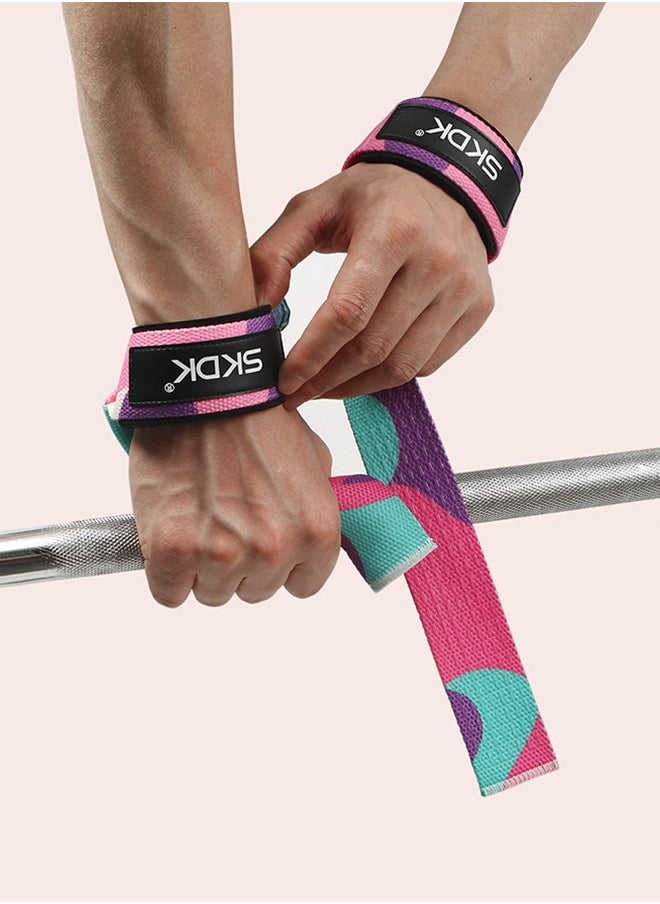 Cotton Hard Pull Wrist Lifting Straps, Grips Band-Deadlift Straps, with Neoprene Cushioned Wrist Padded and Anti-Skid Silicone - for Weightlifting, Bodybuilding, Xfit, Strength Training