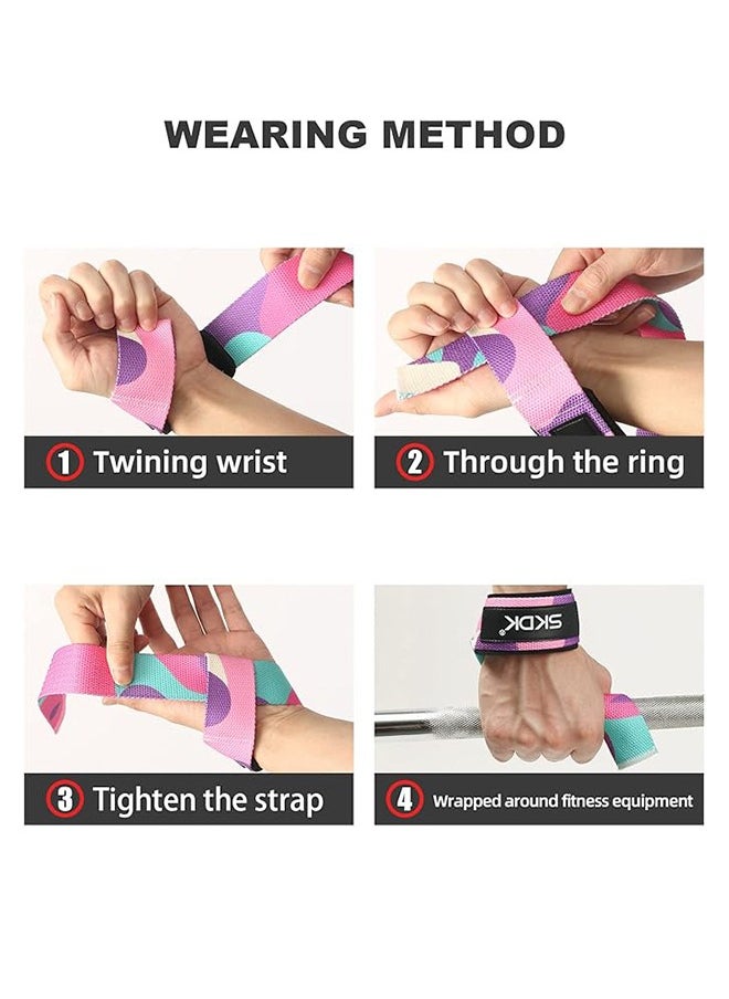 Cotton Hard Pull Wrist Lifting Straps, Grips Band-Deadlift Straps, with Neoprene Cushioned Wrist Padded and Anti-Skid Silicone - for Weightlifting, Bodybuilding, Xfit, Strength Training