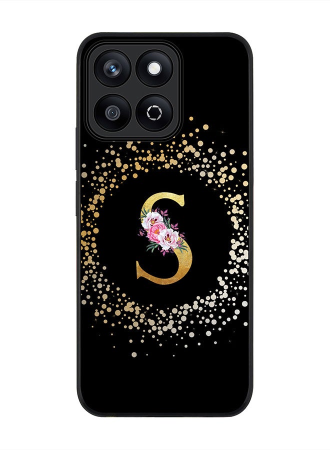 Stylizedd For Honor X7c 4G Case,Slim fit Camera Protection, Shockproof Thin Phone cover  - Custom Monogram Floral - S ( Black ) - Image 1