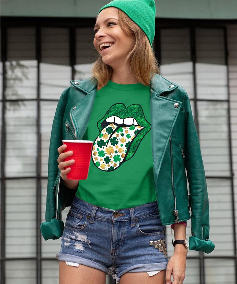 FASHGL St Patrick's Day Shirts for Women Shamrock Irish Shirt St Patty's Tshirt Clover Short Sleeve Tops - Image 4