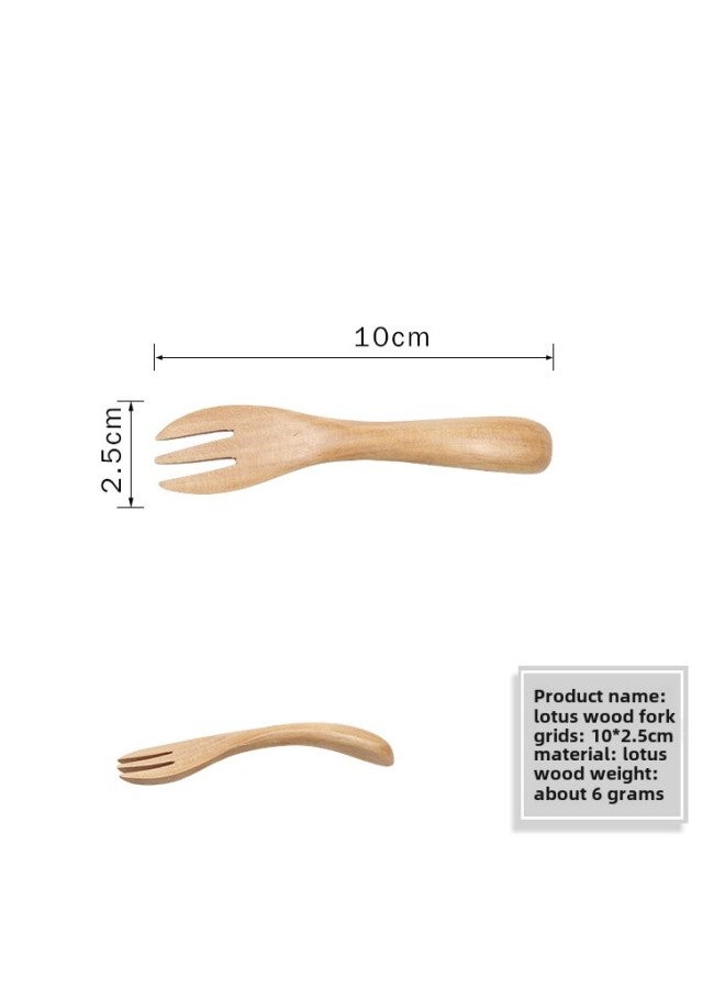 Wholesale Children's Wooden Spoon Baby Training Spoon Eco-friendly Lotus Wood Complementary Spoon Twist Spoon Fork Combination Soup Spoon Rice Spoon-Specifications:10x2.5&twist Fork  - Image 1