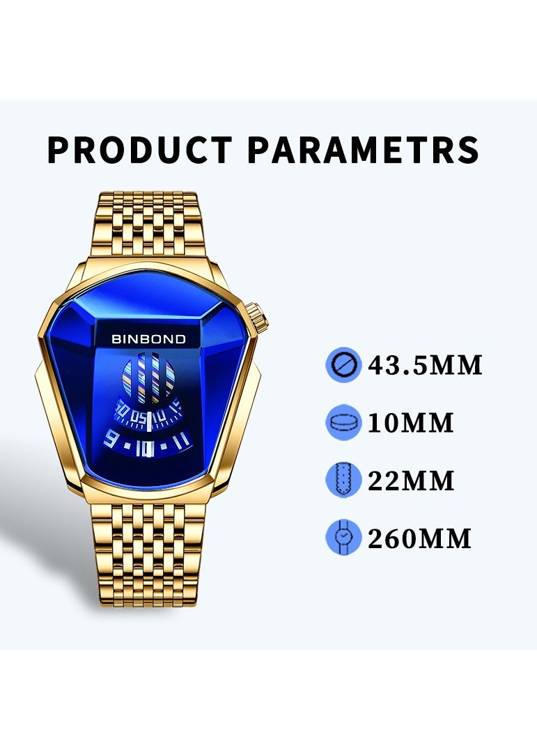 BINBOND Men's Waterproof New Concept Locomotive Shaped Watch - Gold - Image 4