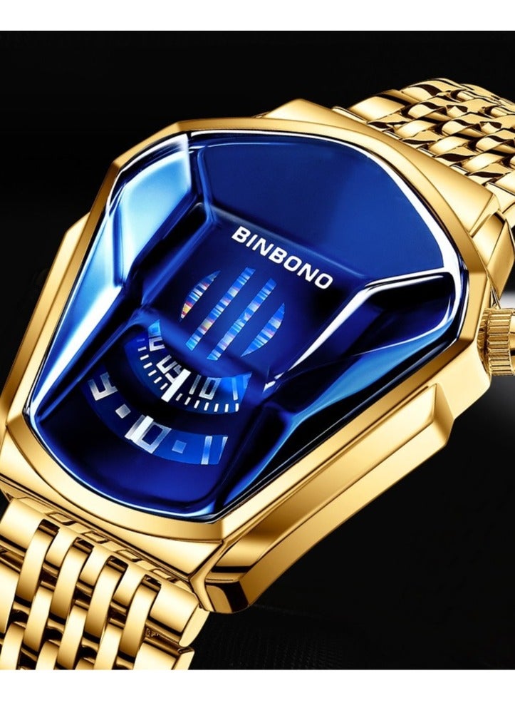 BINBOND Men's Waterproof New Concept Locomotive Shaped Watch - Gold - Image 2