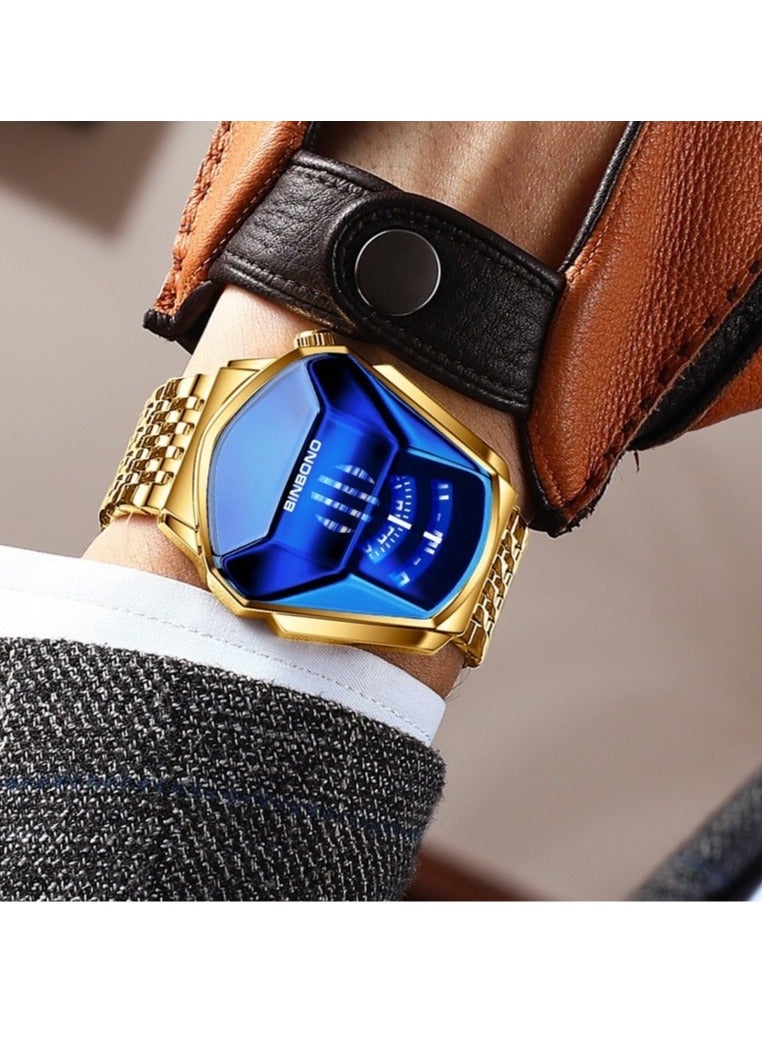 BINBOND Men's Waterproof New Concept Locomotive Shaped Watch - Gold - Image 3