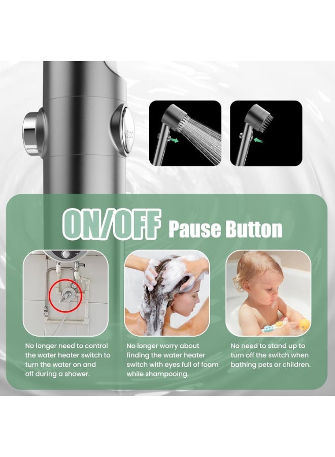 High-Pressure Filtered Shower Head | Chlorine Removal Water Filter Shower + 3 Spray Modes + ON/OFF Pause Button (With Hose & Wall Holder) - Image 3