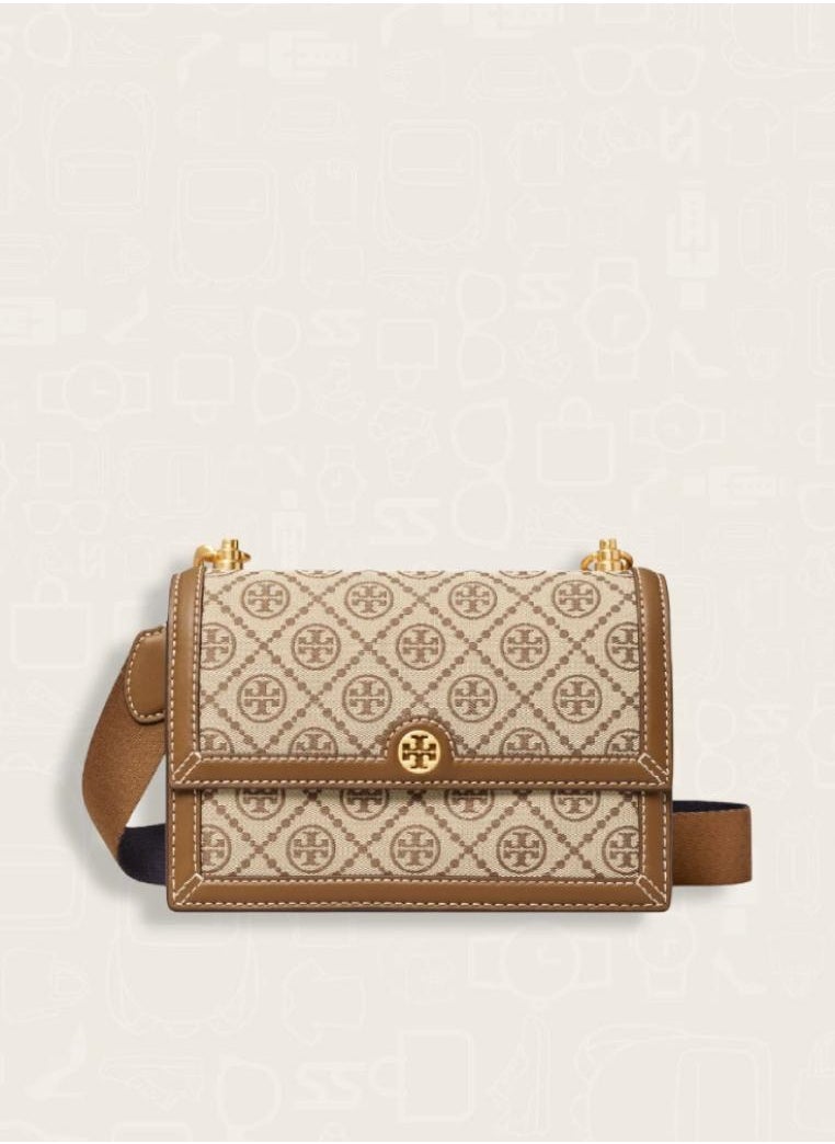 Burch - TB T Monogram Jacquard Small Shoulder Bag Brown Print - Image 1
