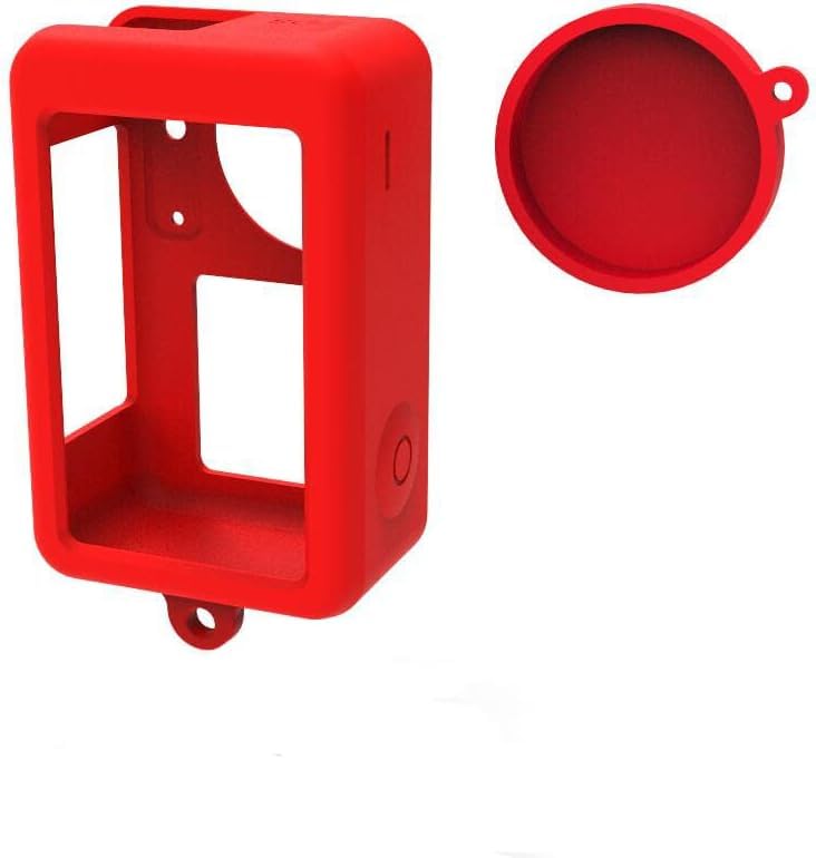 حافظة سيليكون واقية لكاميرا DJI Osmo Action 3 / DJI Action 4، غطاء واقي للعدسة، ملحقات حماية الكاميرا (أحمر)