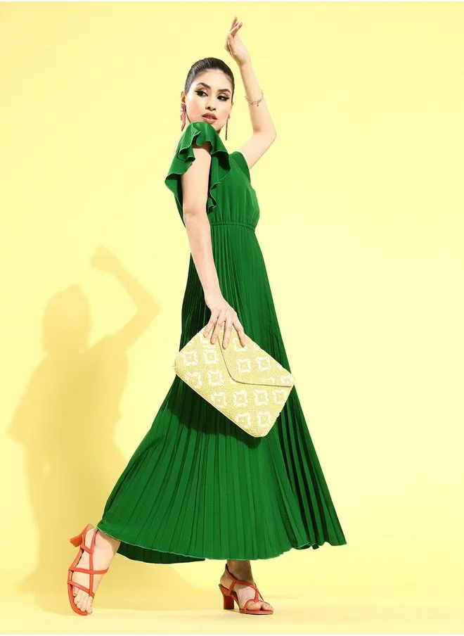يو اّند اف Sweetheart Neck Pleated A-Line Maxi Dress by Styli