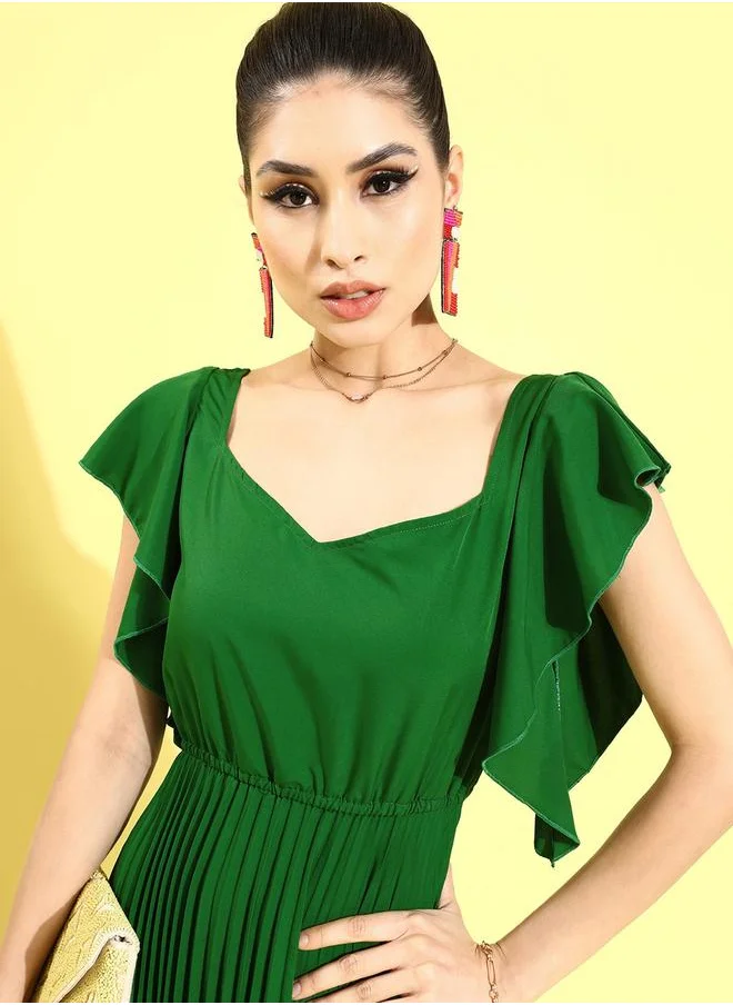 يو اّند اف Sweetheart Neck Pleated A-Line Maxi Dress by Styli
