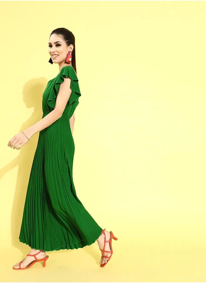يو اّند اف Sweetheart Neck Pleated A-Line Maxi Dress by Styli