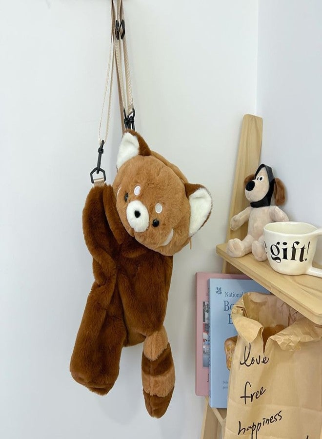 COSWHO Red Panda Hug Stuffed Backpack Cute Animal Plush Shoulder Bag (Large) - Image 2