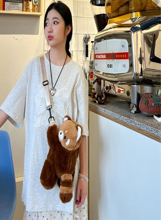 COSWHO Red Panda Hug Stuffed Backpack Cute Animal Plush Shoulder Bag (Large) - Image 5