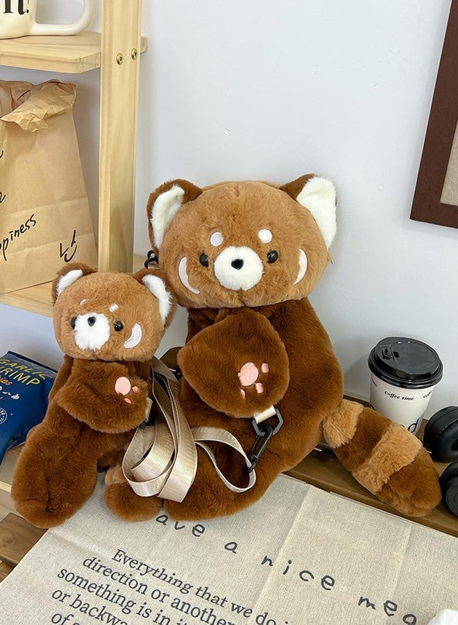 COSWHO Red Panda Hug Stuffed Backpack Cute Animal Plush Shoulder Bag (Large) - Image 3