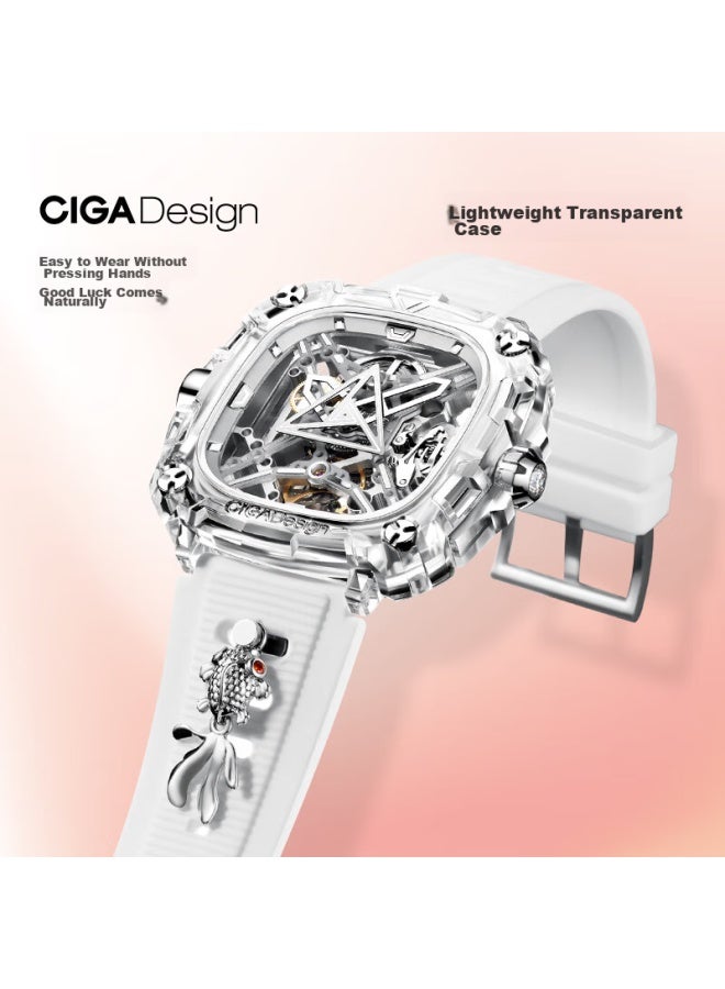 CIGA Design ساعة كوي من سيغا ديزاين وانغ ييهنغ بنفس الأسلوب، ساعة ميكانيكية رويجيا، ساعة عصرية مجوفة بالكامل، هدية يوم المرأة - Image 2