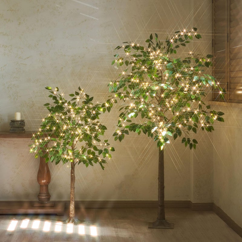 LITBLOOM Lighted Ficus Tree 6FT 264 LED Fairy Lights, Artificial Greenery Tree with Lights for Home Fireplace Living Room Decoration Inside - Image 3
