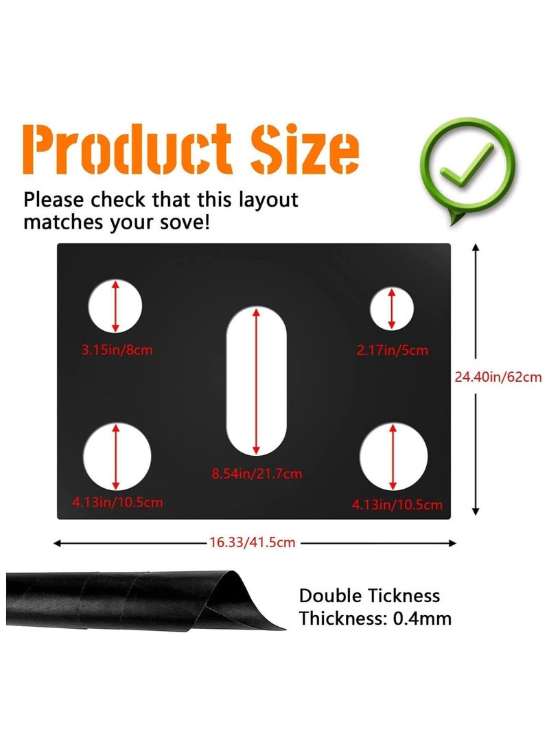 Y&D Stove Burner Covers for Samsung Gas Range, Non-Stick Reusable Liners, Easy to Clean, Washable Top Heat Resistant Pad, Double Thickness Stovetop Protector (0.4 mm Thick, Black) - Image 3