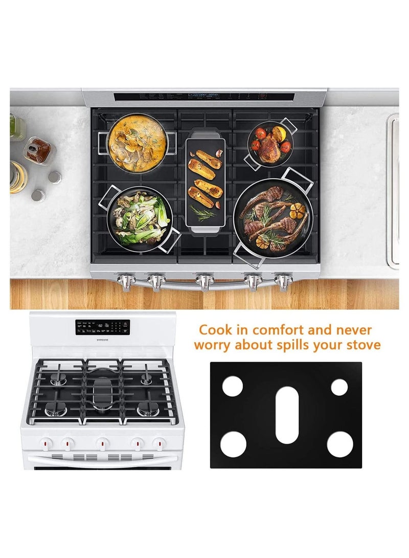 Y&D Stove Burner Covers for Samsung Gas Range, Non-Stick Reusable Liners, Easy to Clean, Washable Top Heat Resistant Pad, Double Thickness Stovetop Protector (0.4 mm Thick, Black) - Image 5