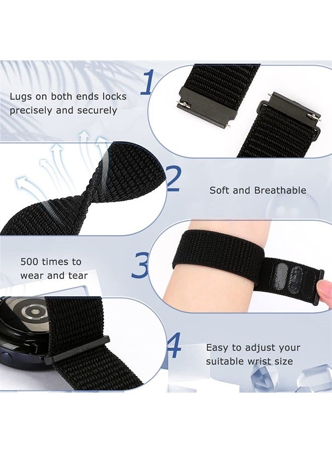 22mm Nylon Sport Quick Release Replacement Bands Compatible with Samsung Galaxy Watch 3 45mm/Galaxy Watch 46mm/Gear S3 Frontier/Classic/Ticwatch Pro Breathable Nylon Straps Women Men