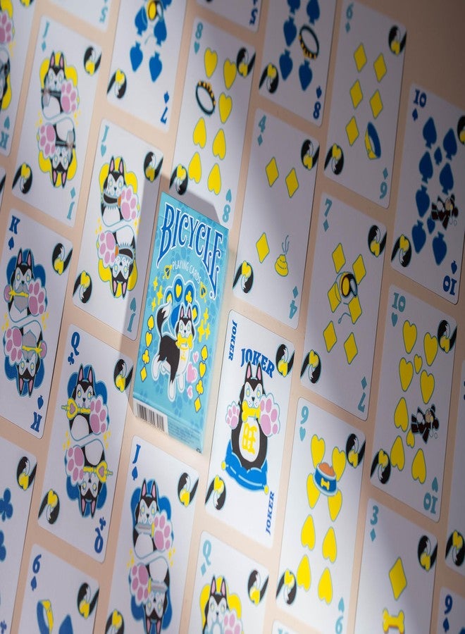 Bicycle Dog Cute Kawaii Anime Pet Playing Cards, Blue, 1 Deck - Image 2