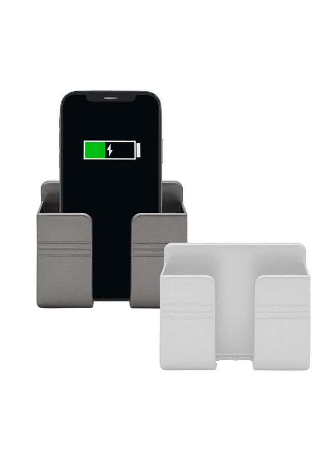 Peachjoy 2pcs phone holder wall mounted, phone stand with self adhesive, phone holder for RV charging, compatible with iPhone and Android 