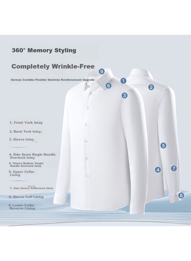 Youngor Autumn And Winter High-end Pure Cotton Wrinkle-free Long-sleeve Shirt For Men, Light Blue, Size 44 - Image 1