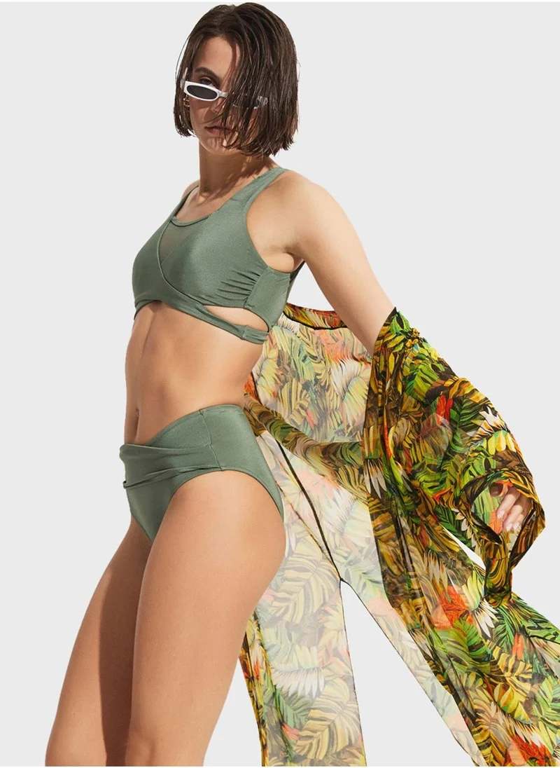 جون Mesh Plunge Bikini Top & Bottom Set