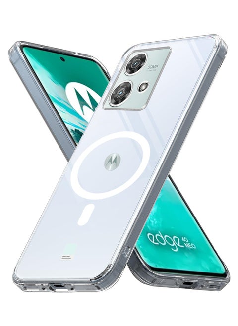Motorola Edge 40 Neo Clear Case with MagSafe – Slim, Anti-Yellowing Cover with Camera Lens Protection, Magnetic Holder Compatible