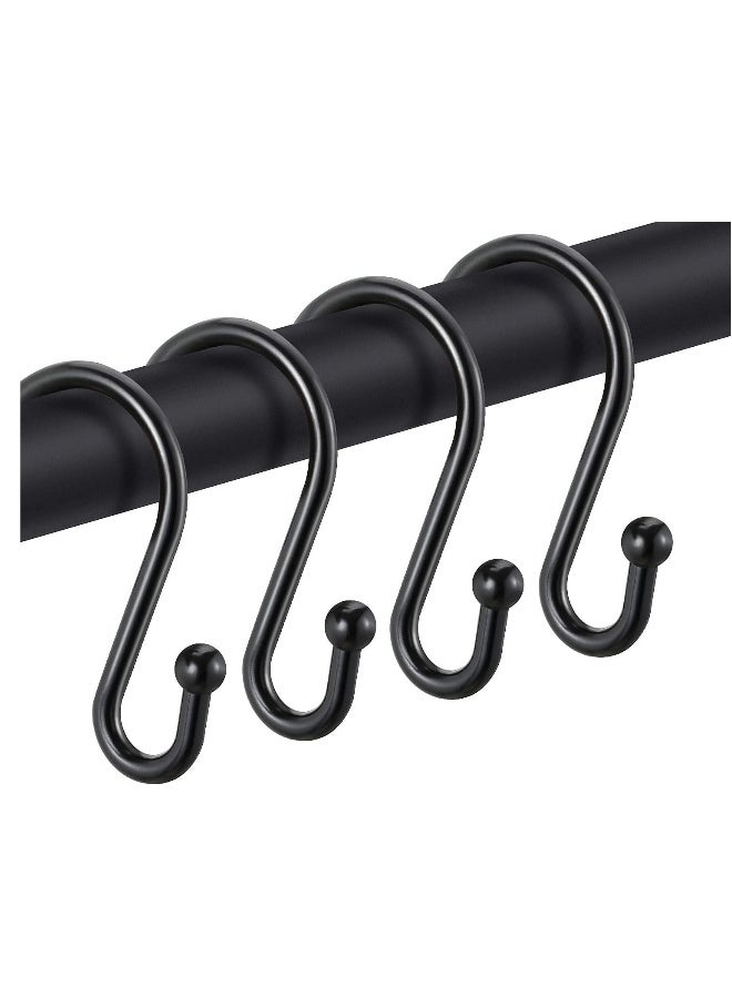 Black Shower Curtain Hooks, Metal Rust Resistant Shower Rings Decorative, S Shaped ​Hooks Hangers for Bathroom Curtains,Clothing,Towels(12 PCS) - Image 1