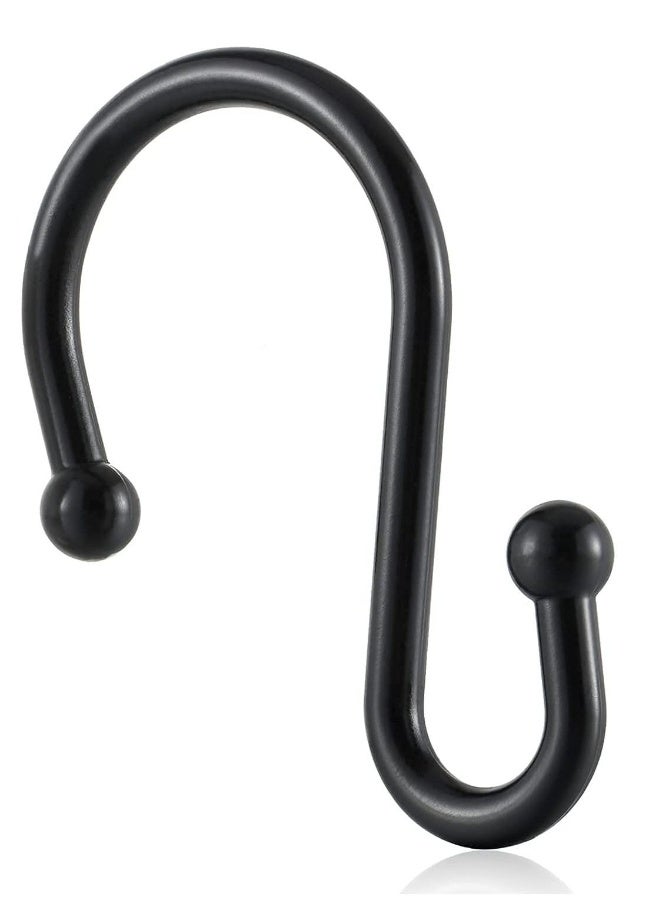 Black Shower Curtain Hooks, Metal Rust Resistant Shower Rings Decorative, S Shaped ​Hooks Hangers for Bathroom Curtains,Clothing,Towels(12 PCS) - Image 2