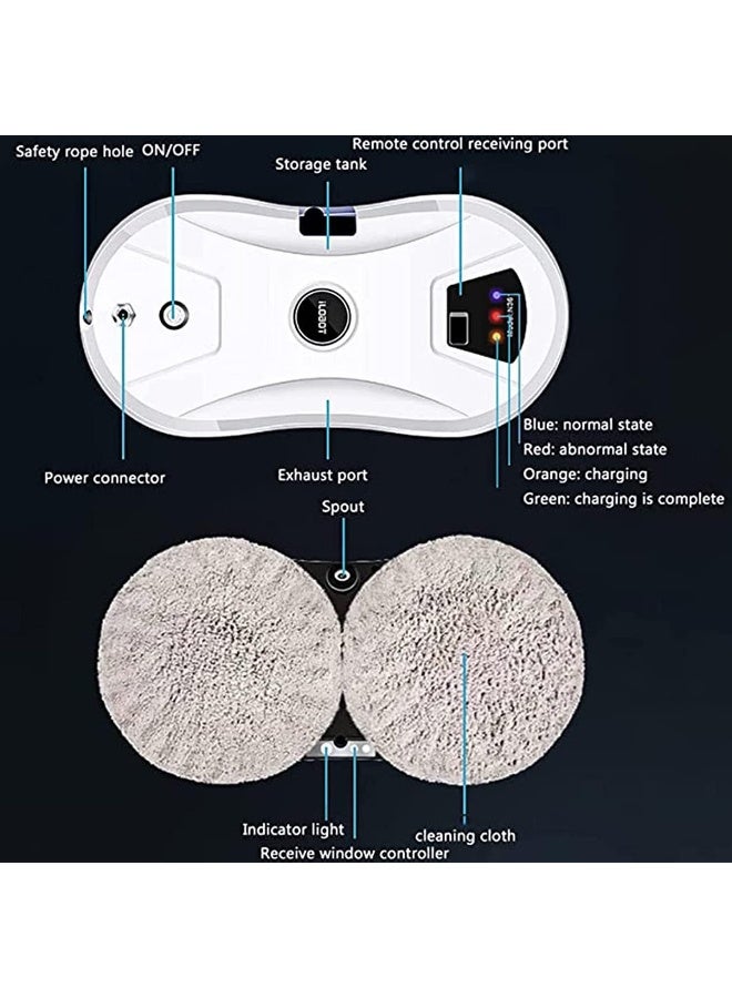 Renewed - Window Cleaning Robot, 5600 Pa Suction Power Adjustment Window Robot, Glass Cleaning Robot, Automatic Window Vacuum, Anti-Drop, for Glass, Tiles, Mirrors, White - Image 4